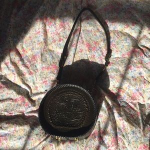 Leather Black Tolled Circle Bag